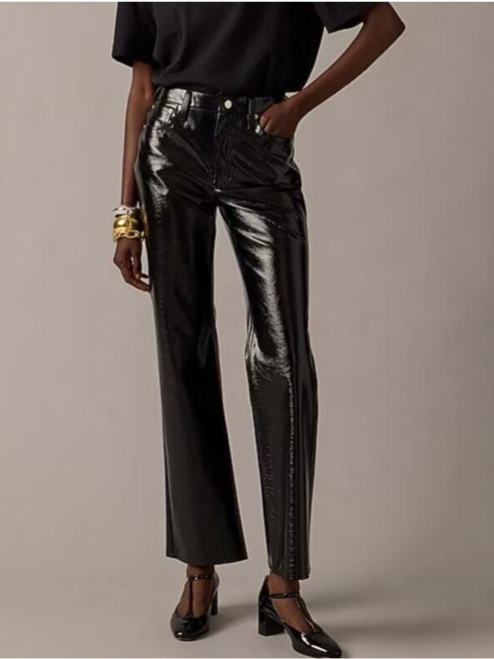 J CREW COLLECTION Demi
Boot Pants Faux Patent
Leather High Rise Cropped Size 26